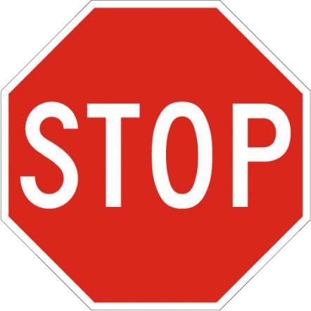 A red octagon site with a white outline and Stop spelled in the middle in white.